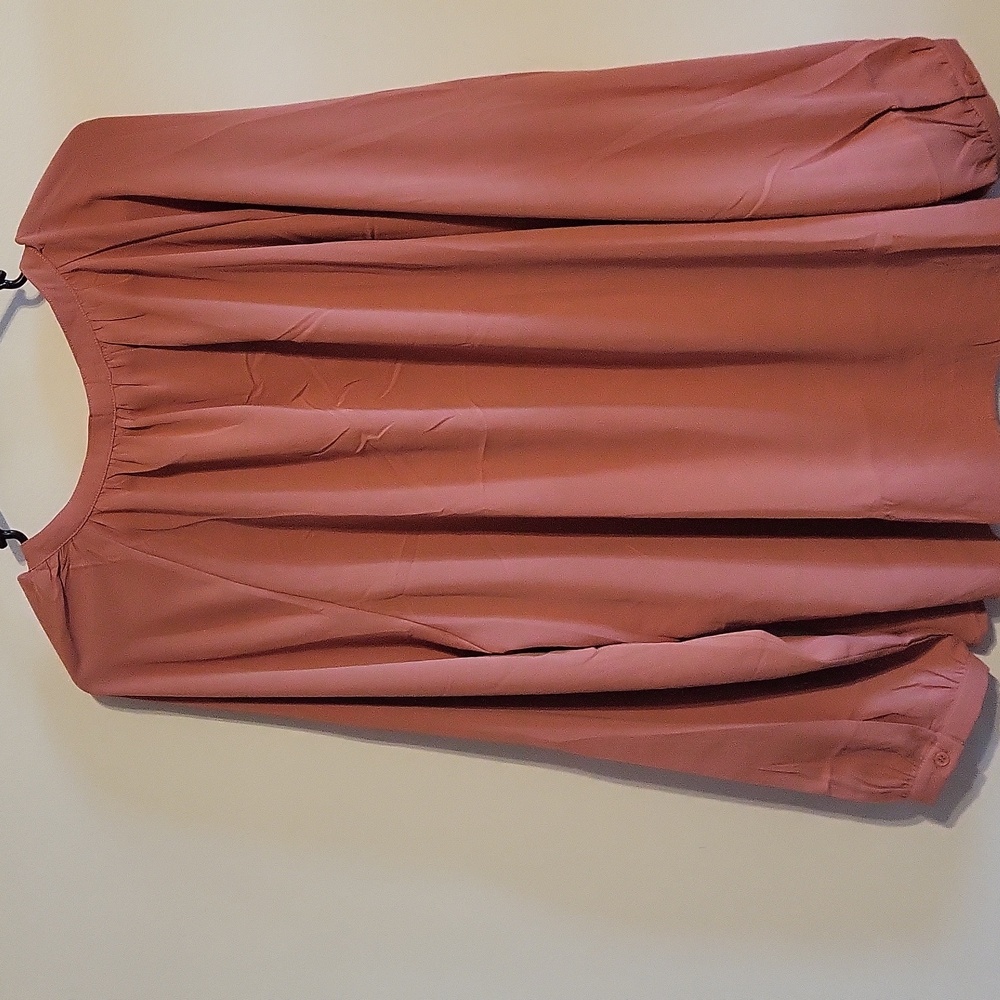 NWT 2xl Dusty Rose Long Sleeve V Neck Blouse - Picture 7 of 9